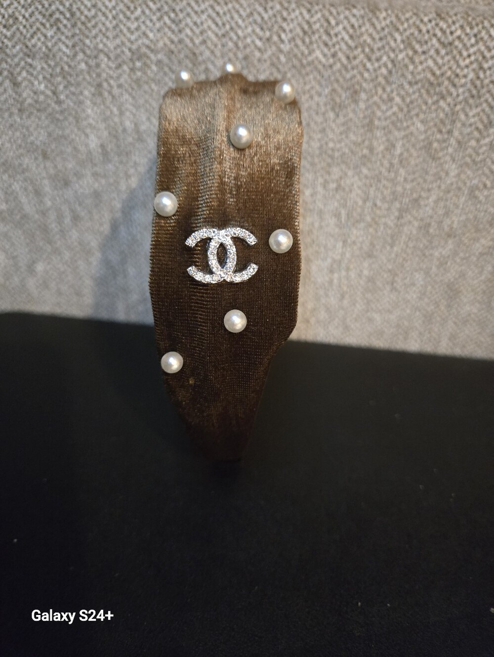 ✨️FASHION VELOUR PEARL HEADBAND BROWN